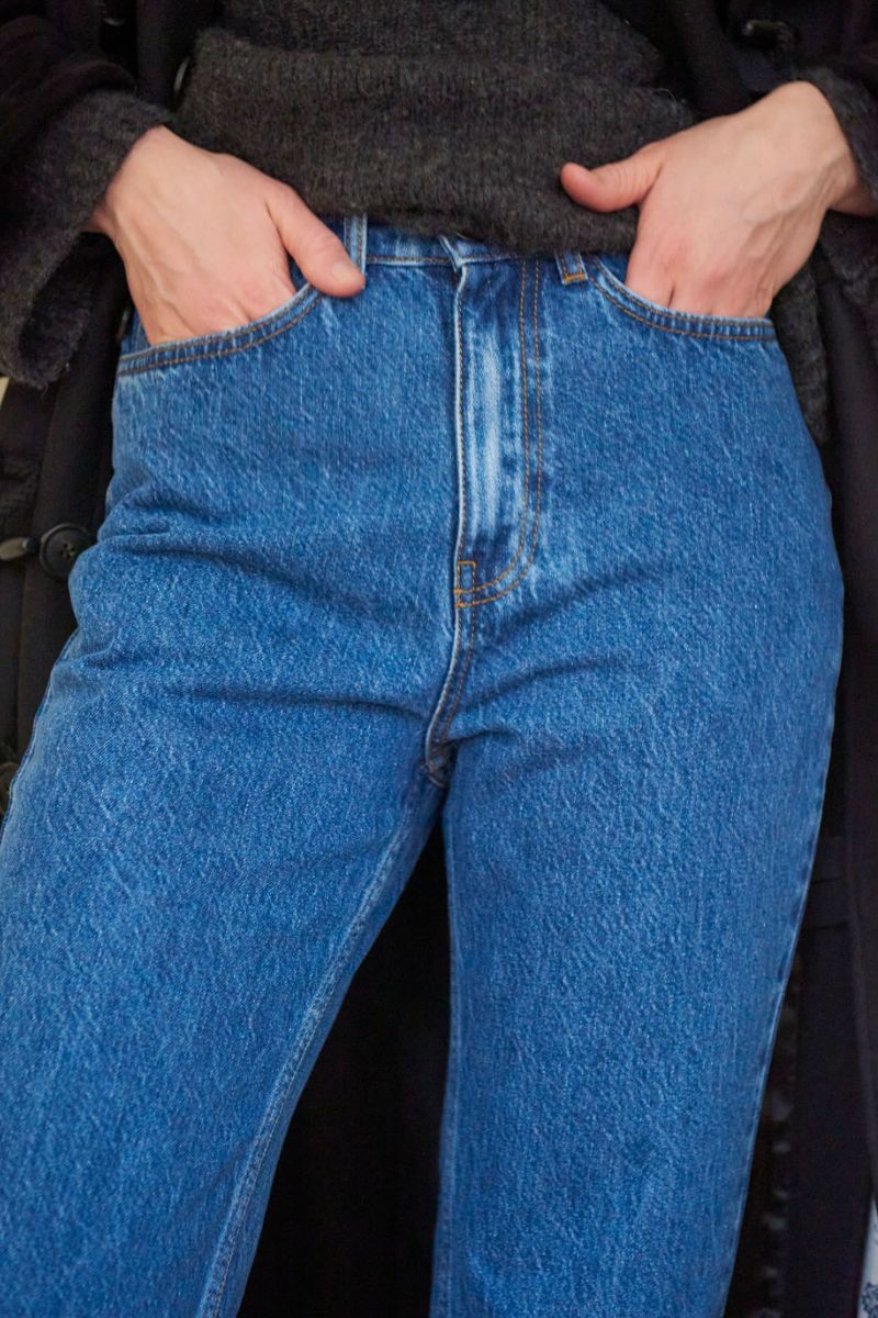 Hemp/Cotton Straight Jeans - Washed Blue
