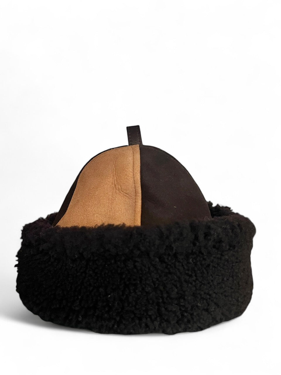 Suede Back Curly Hair Panel Cap - Chocolate/Tan