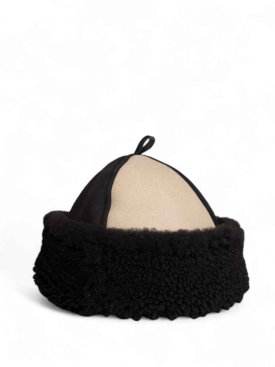 Suede Back Curly Hair Panel Cap - Chalk/Chocolate