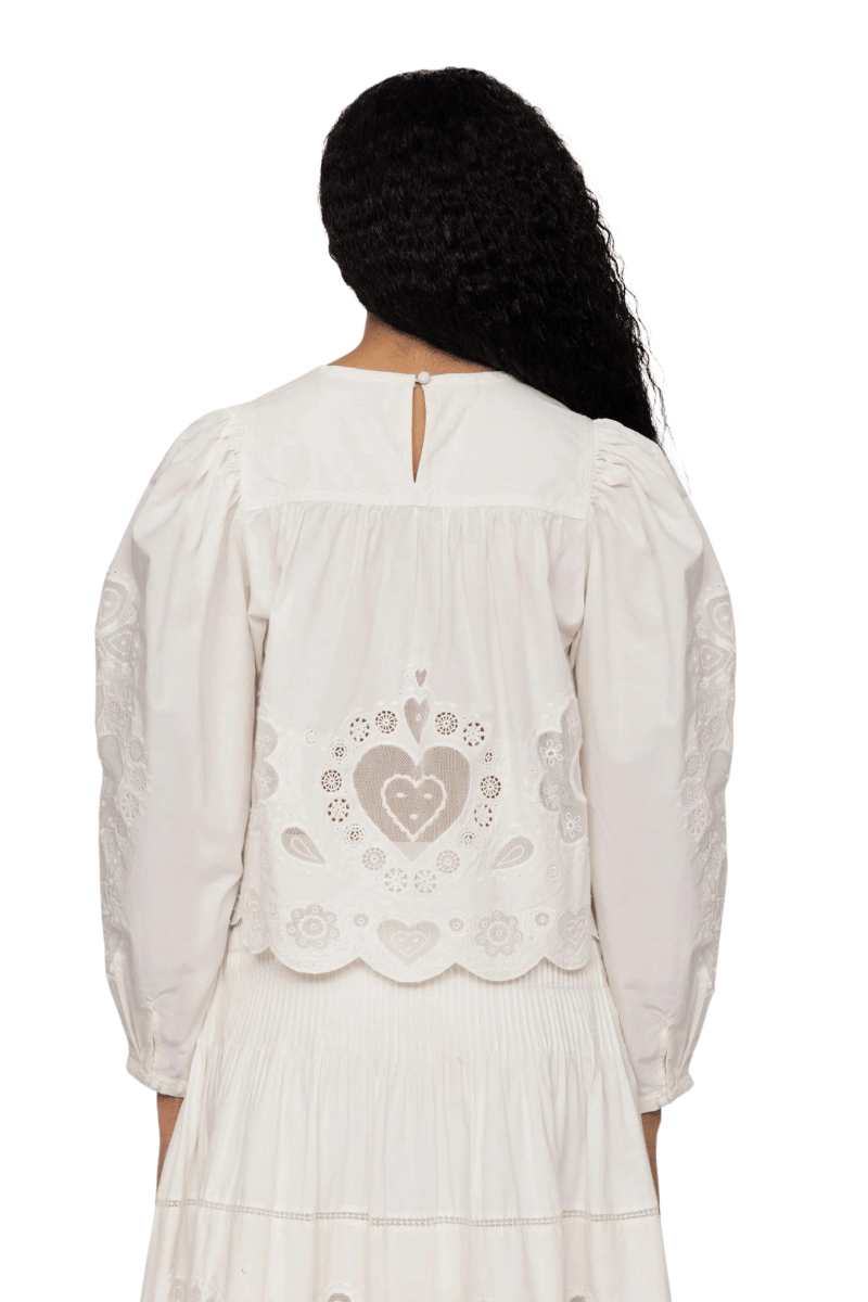 Jeanetta Eyelet Long Sleeve Top - White