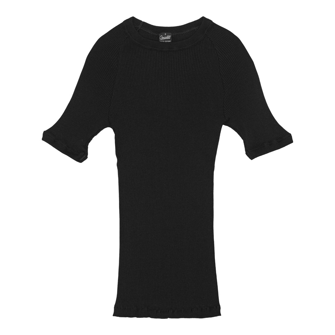 Short-sleeved t-shirt - cotton rib 7163 - Black