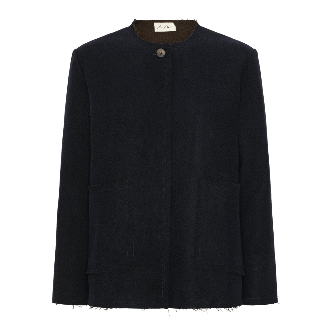 Lily Jacket - Navy Blue Double Side Wool