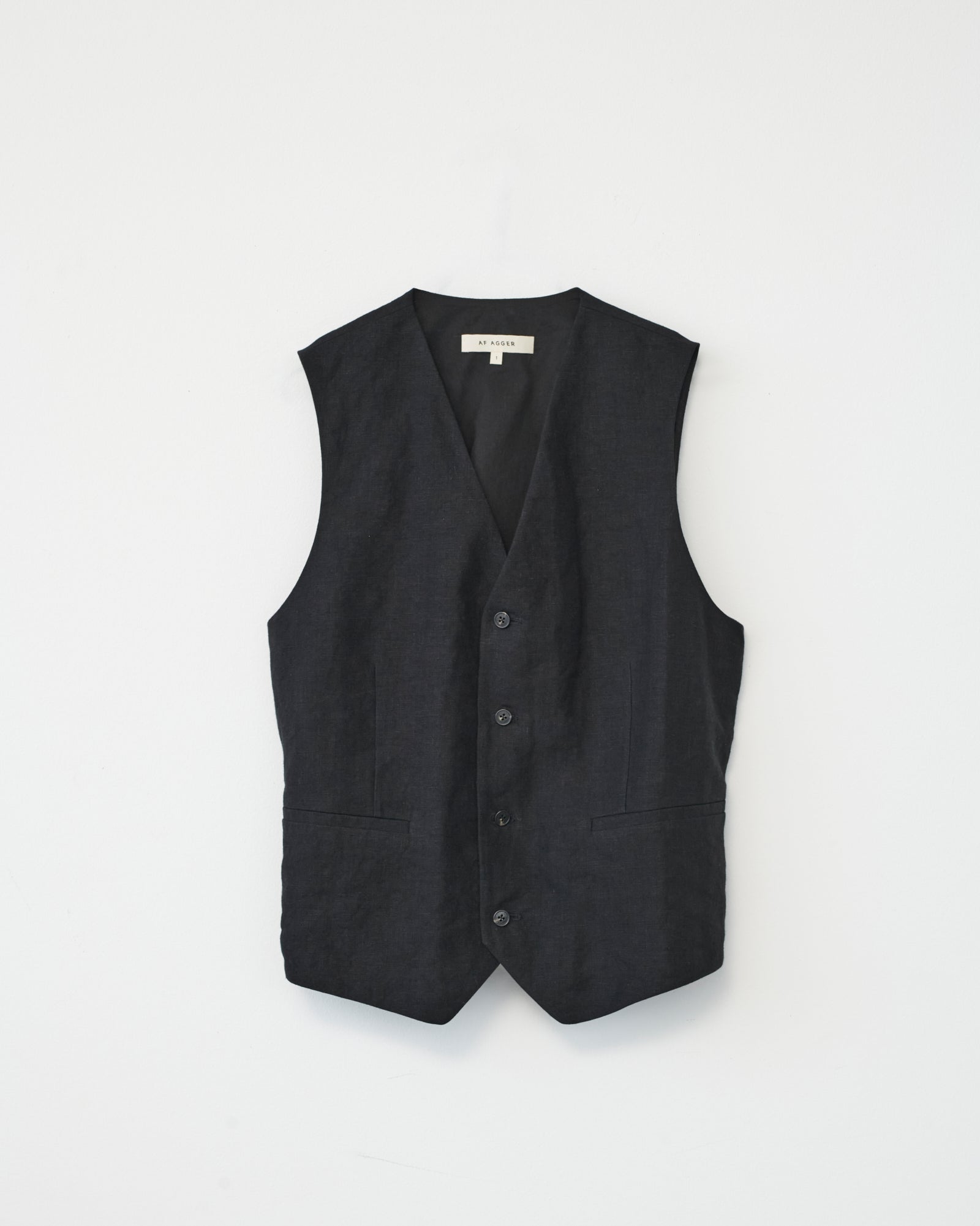 Linen Oversize Vest - Black