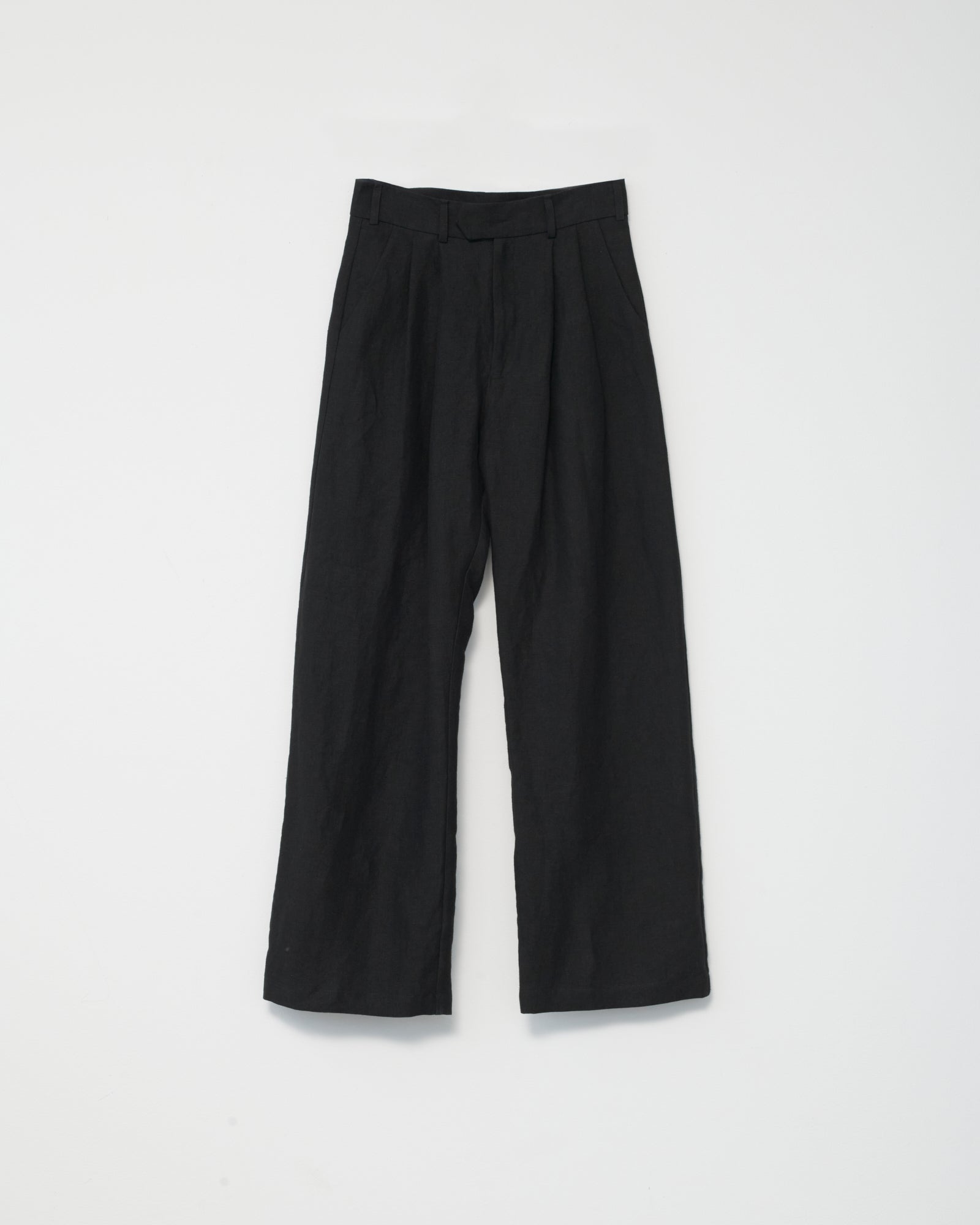 Linen Wide Box Pants - Black