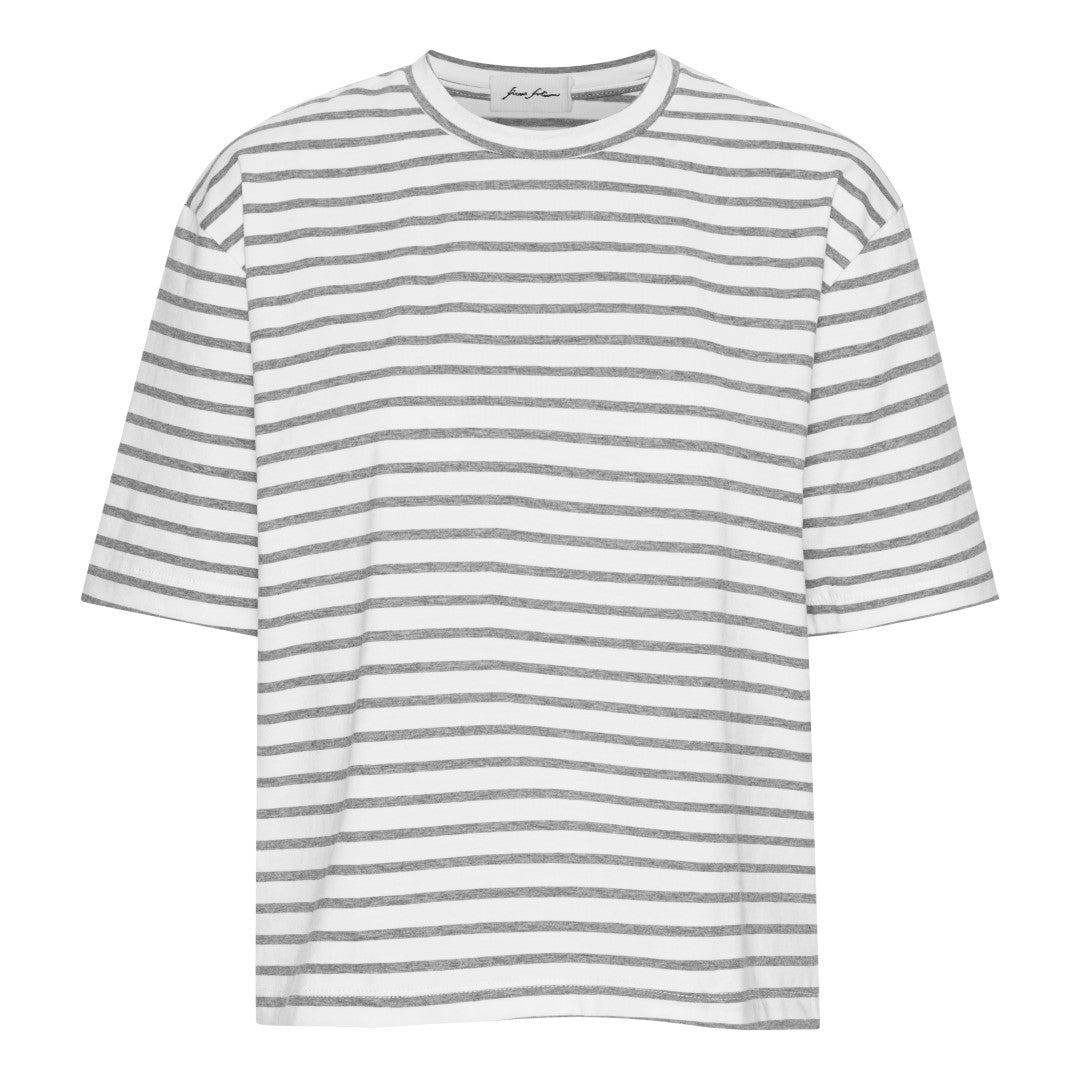 Organic T-shirt - grå/hvid stribet