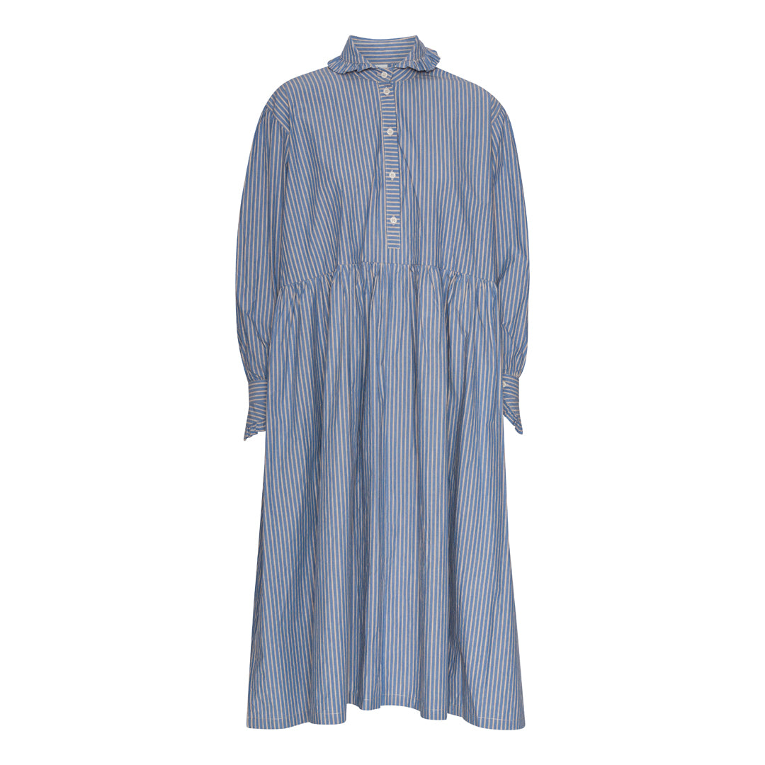 Japanese Stripe Shirting Lydbrook kjole - Blue / Natural