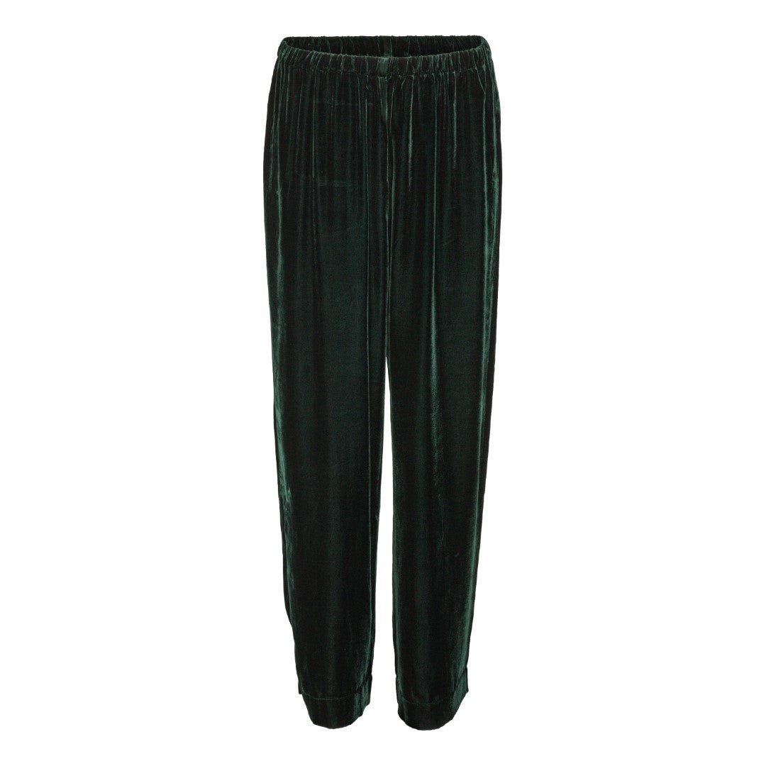 May Pants - Dark Green Silk Velvet