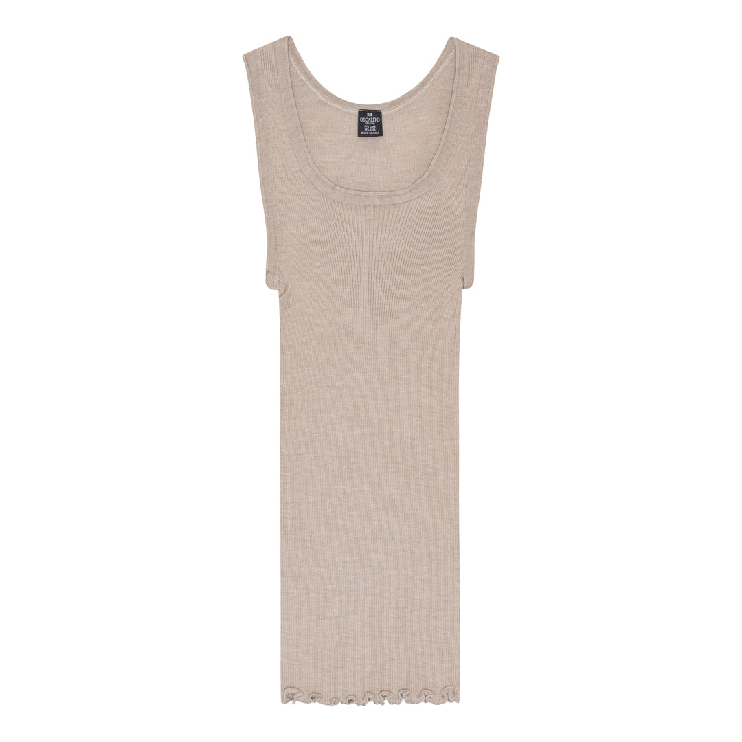 Wool Silk Rib Tank Top 3442R - Beige