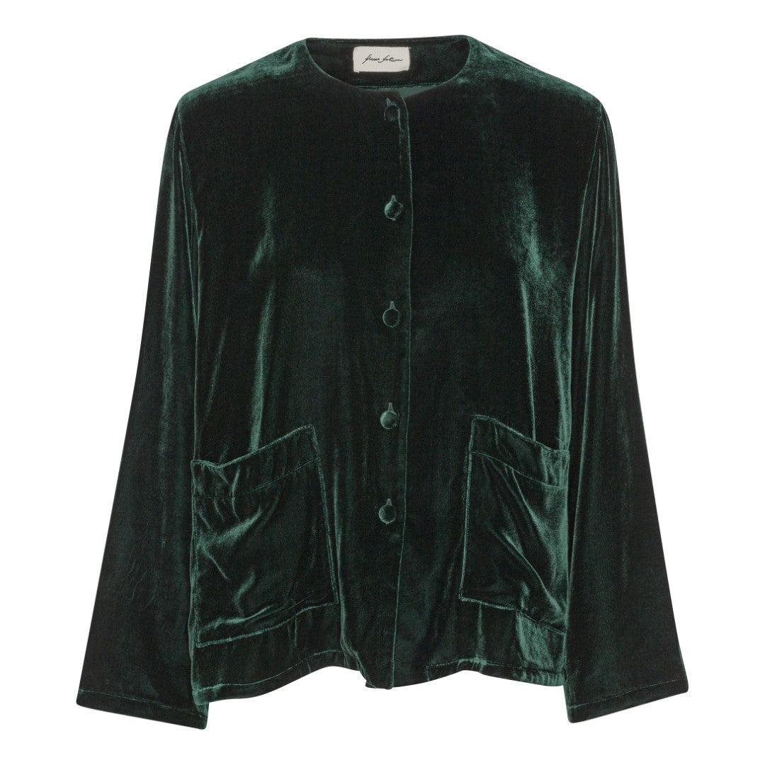 Oscar Shirt - Dark Green Silk Velor