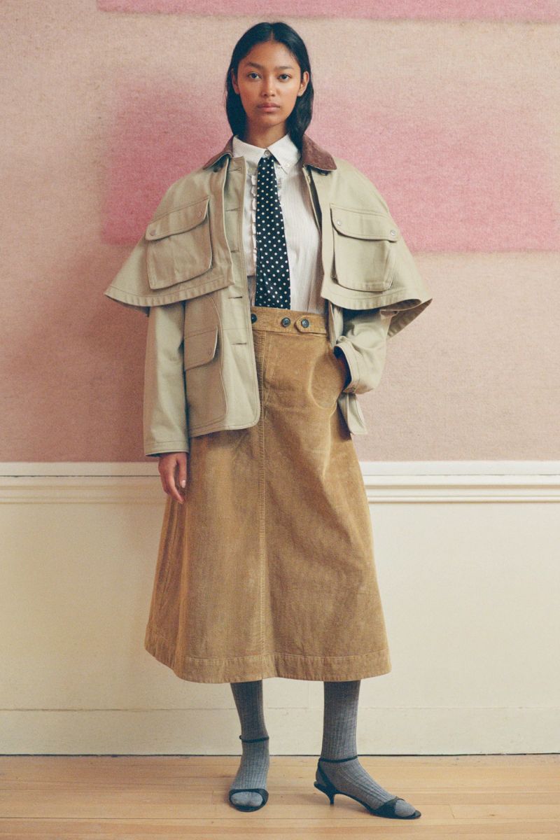 Garrett Midi Skirt Cordouroy - Khaki