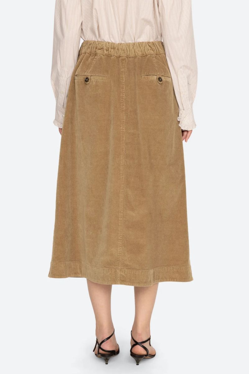 Garrett Midi Skirt Cordouroy - Khaki