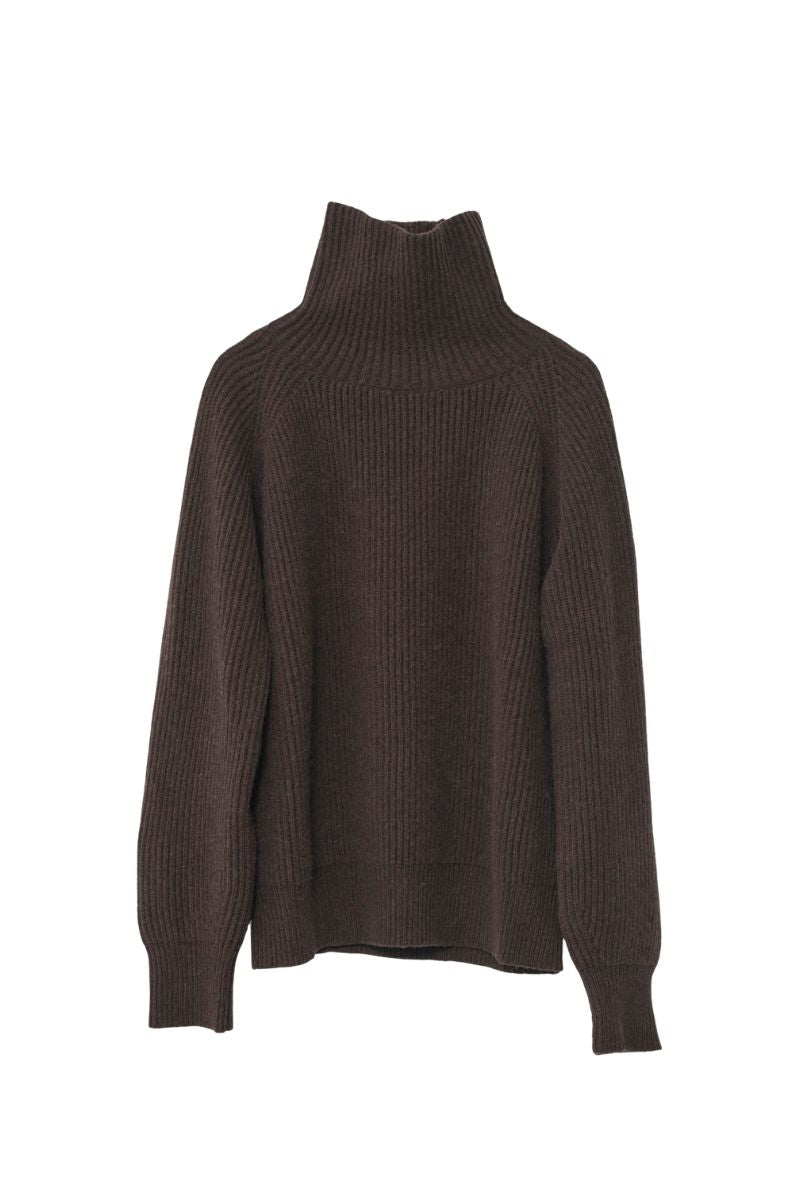 Shetland Wool Turtleneck - Brown