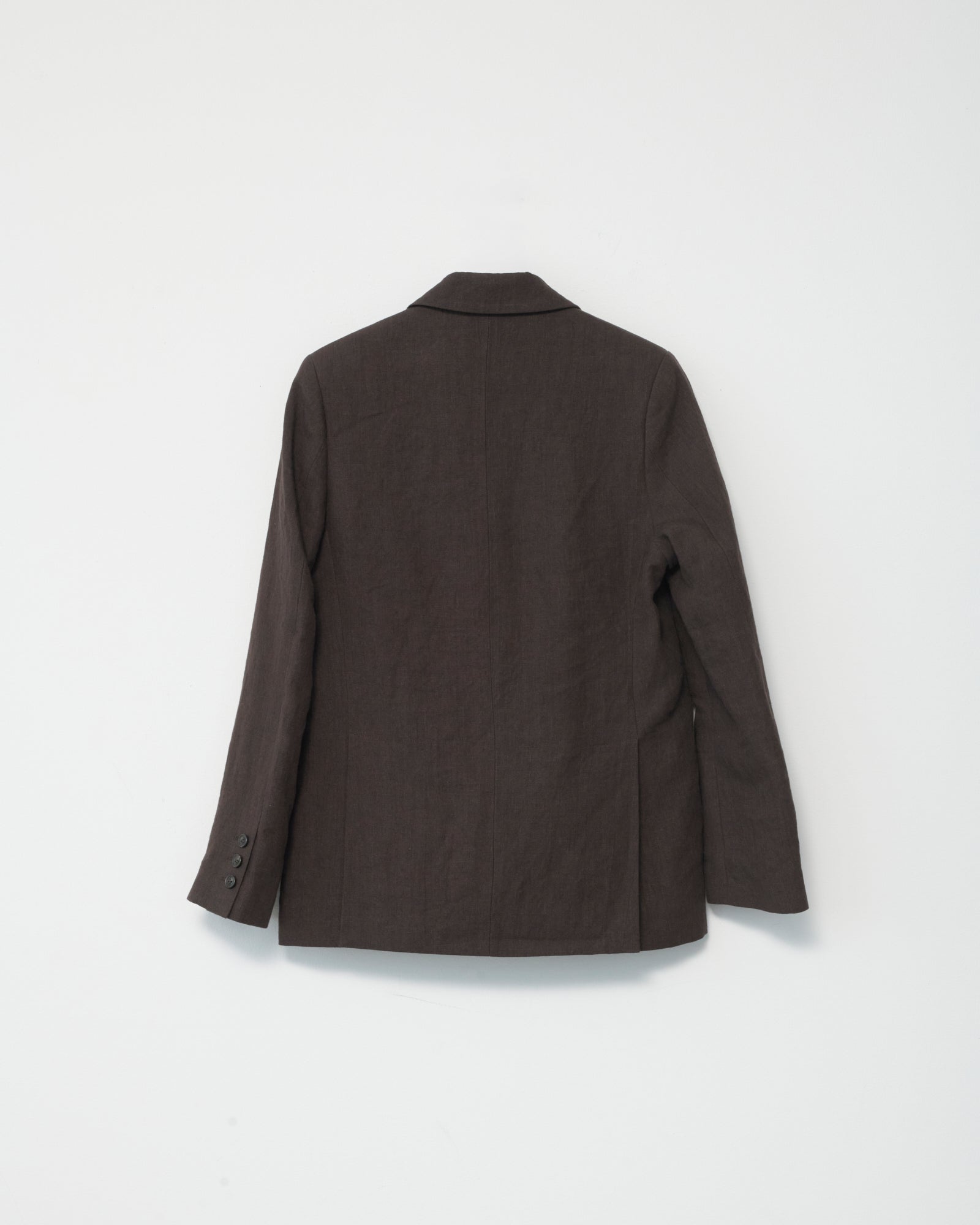 Linen Straight Blazer - Dark Brown