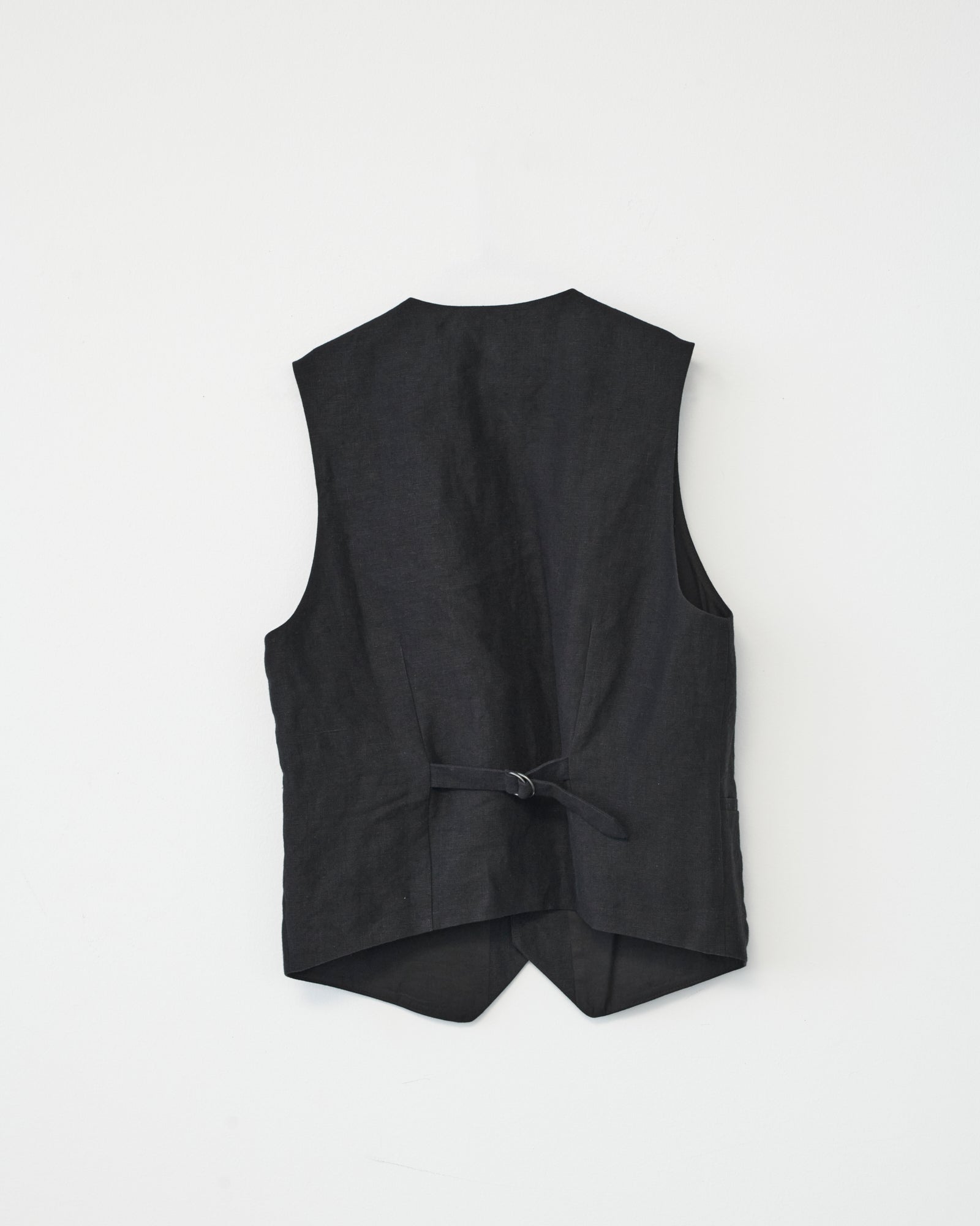 Linen Oversize Vest - Black