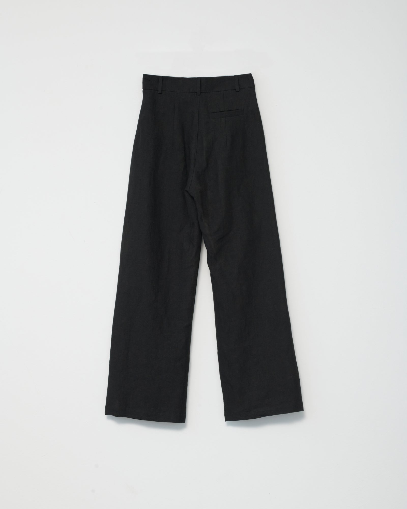 Linen Wide Box Pants - Black