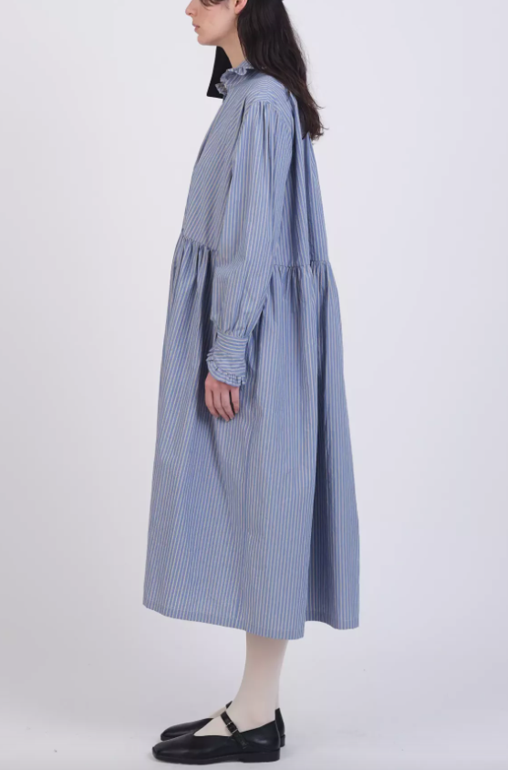 JAPANESE STRIPE SHIRTING LYDBROOK DRESS BLUE/NATURAL STRIPE