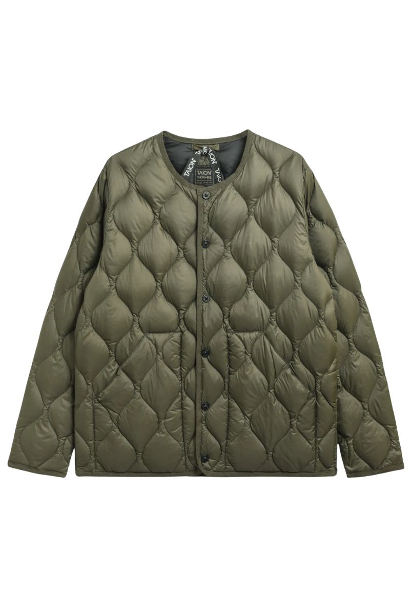Military Crew Neck Down Jakke - Dark Olive