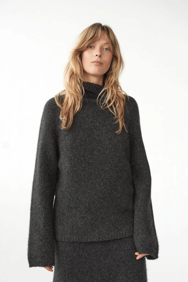 Brushed Knit Jumper - Charcoal