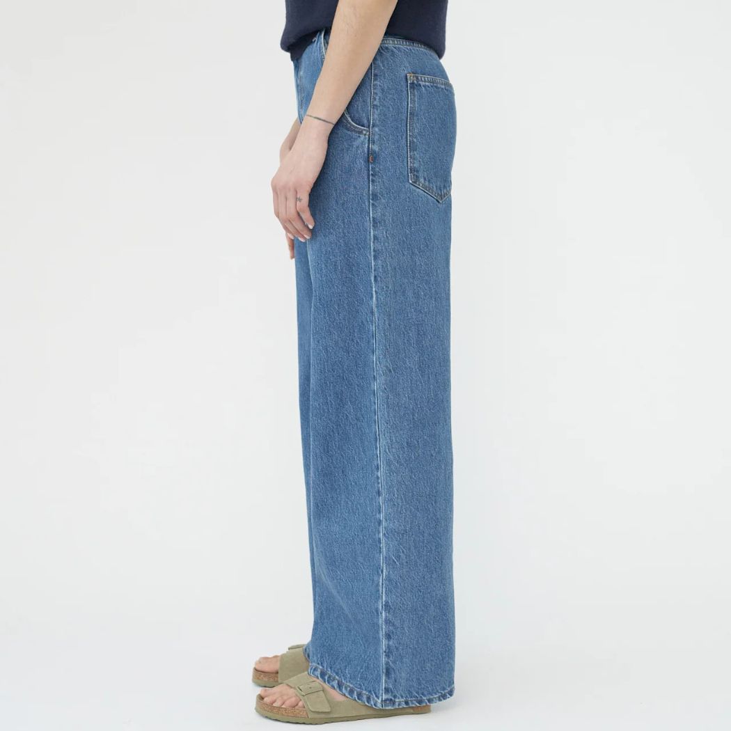 Hemp/cotton wide leg jeans - Washed Blue
