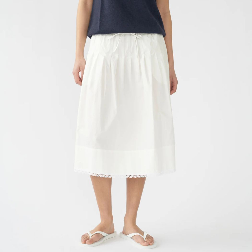 Light Poplin Lace Skirt - Ecru