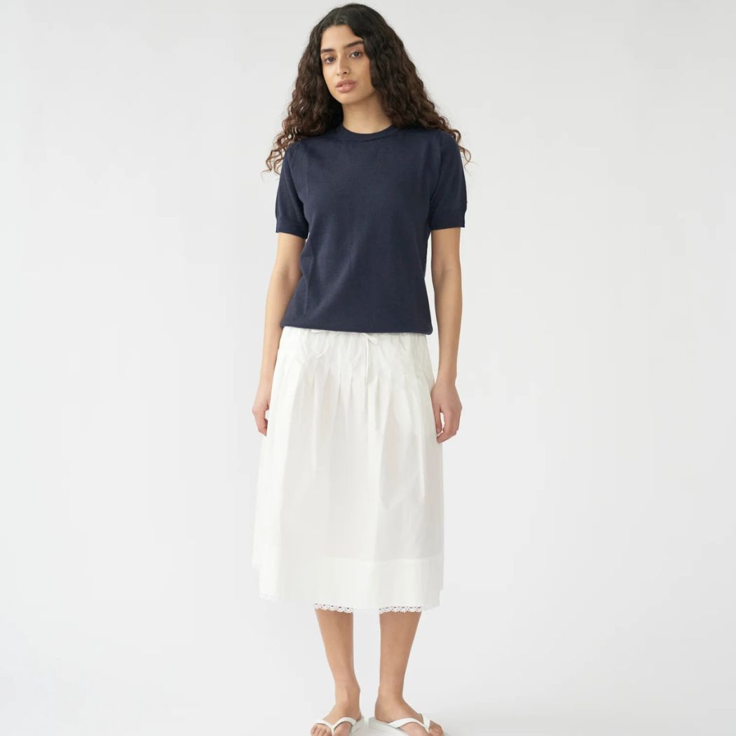 Light Poplin Lace Skirt - Ecru