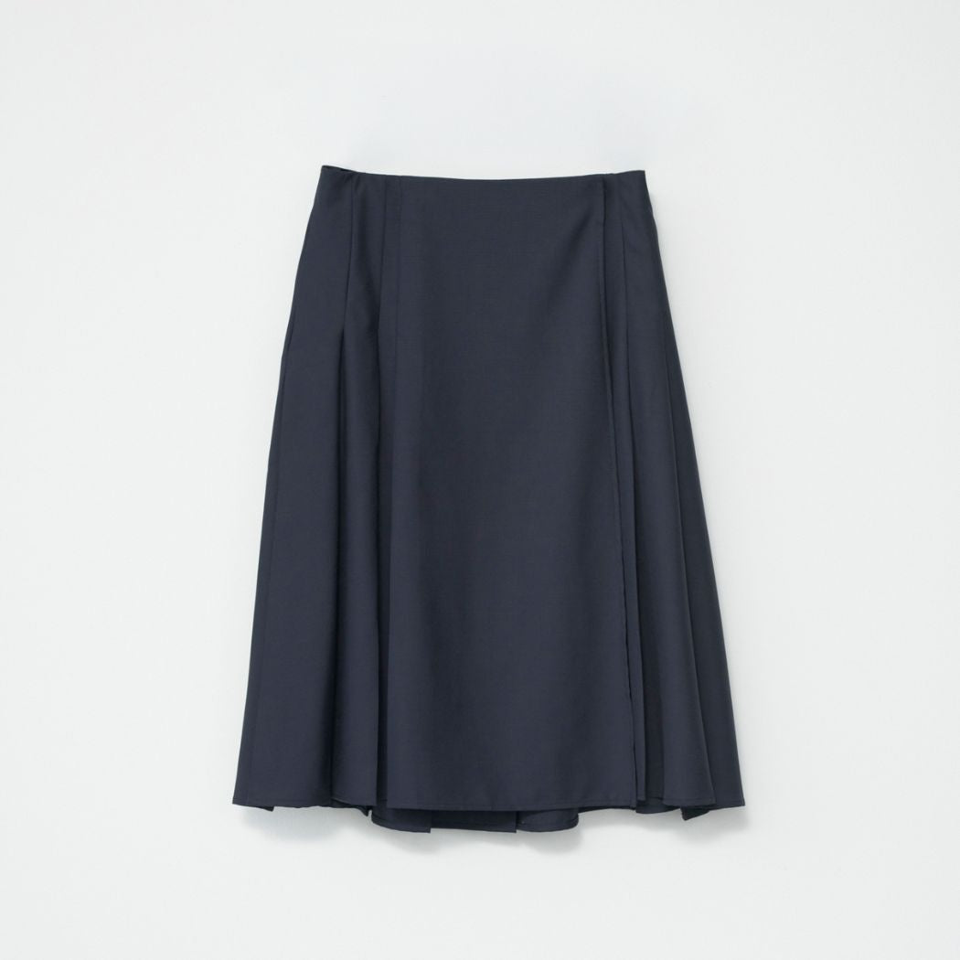 Tropical Wool Pleated Skirt - Navy