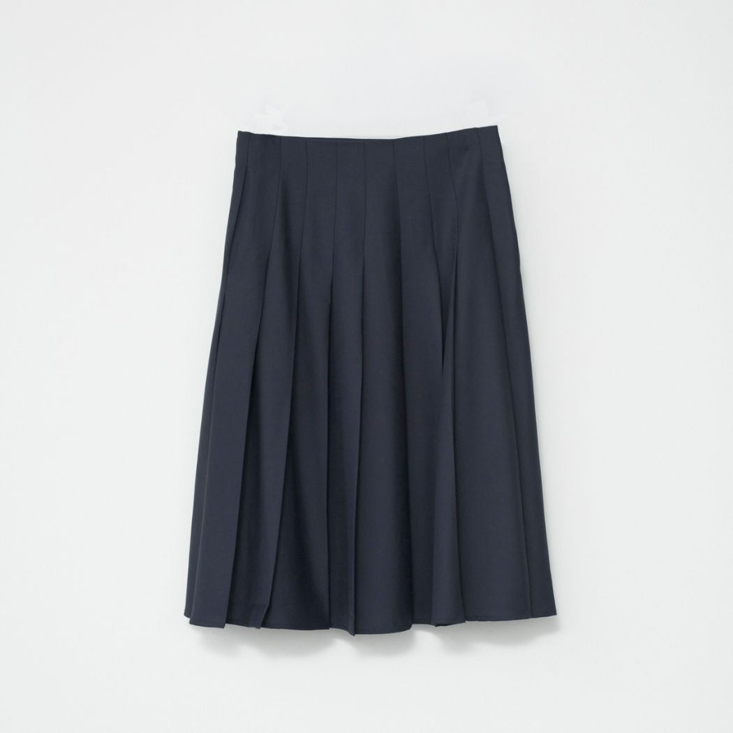 Tropical Wool Pleated Skirt - Navy