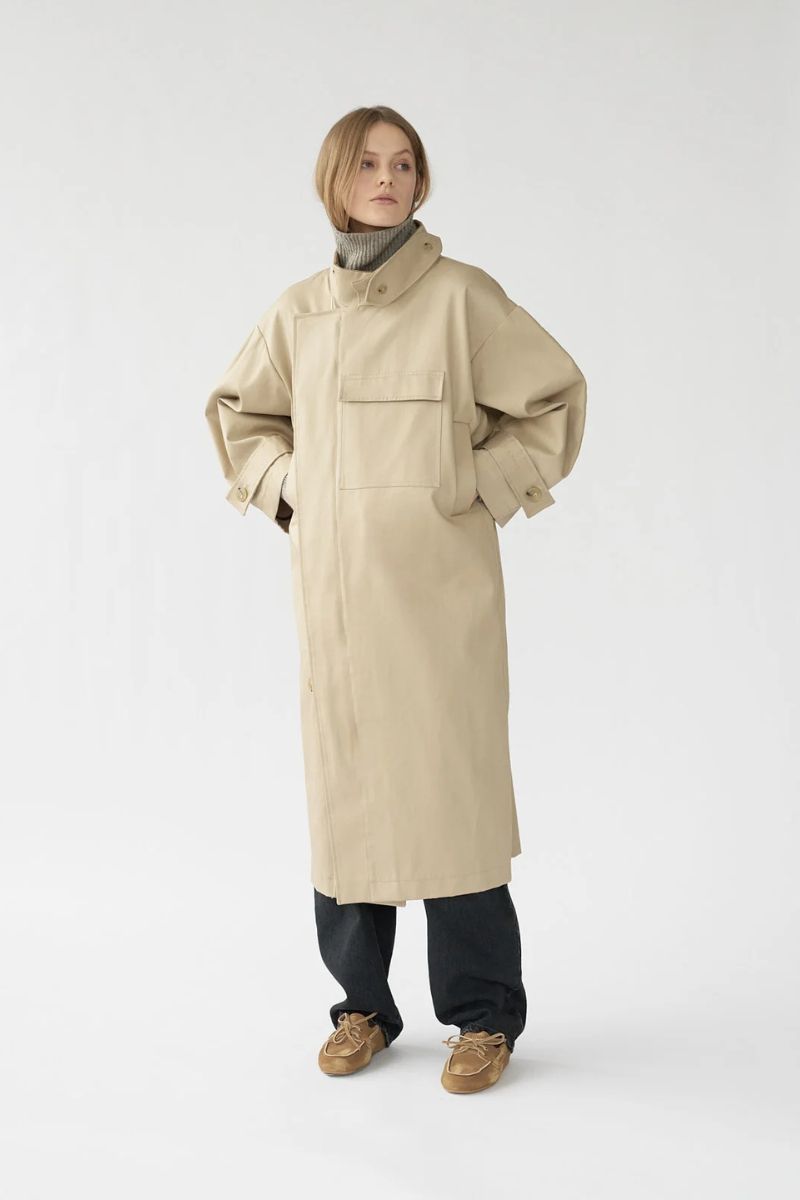 Water Resistant Coat - Cool Beige