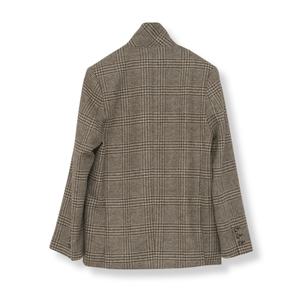 Shetlands Wool Straight Blazer - Brown/Beige