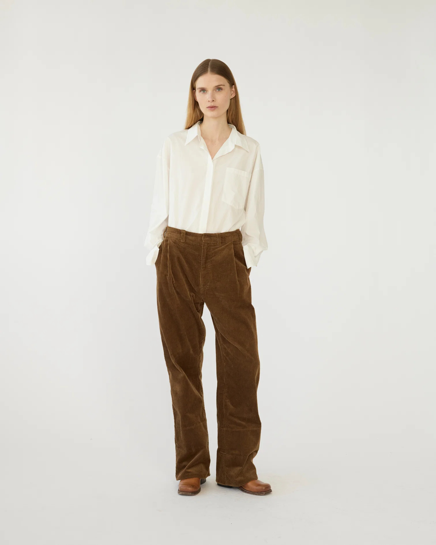 Corduroy Box Pants - Tobacco