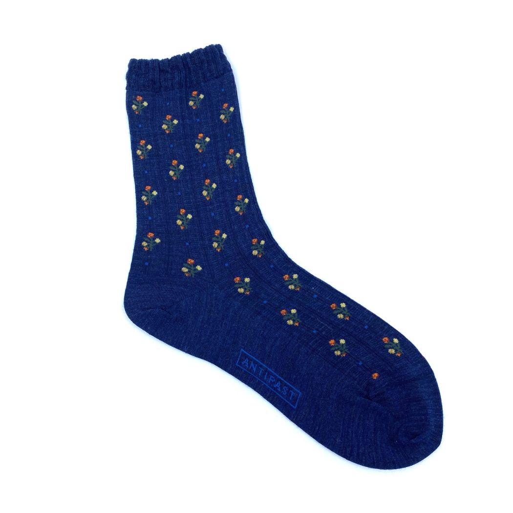 KT-176S Flower Stripes Socks - Navy