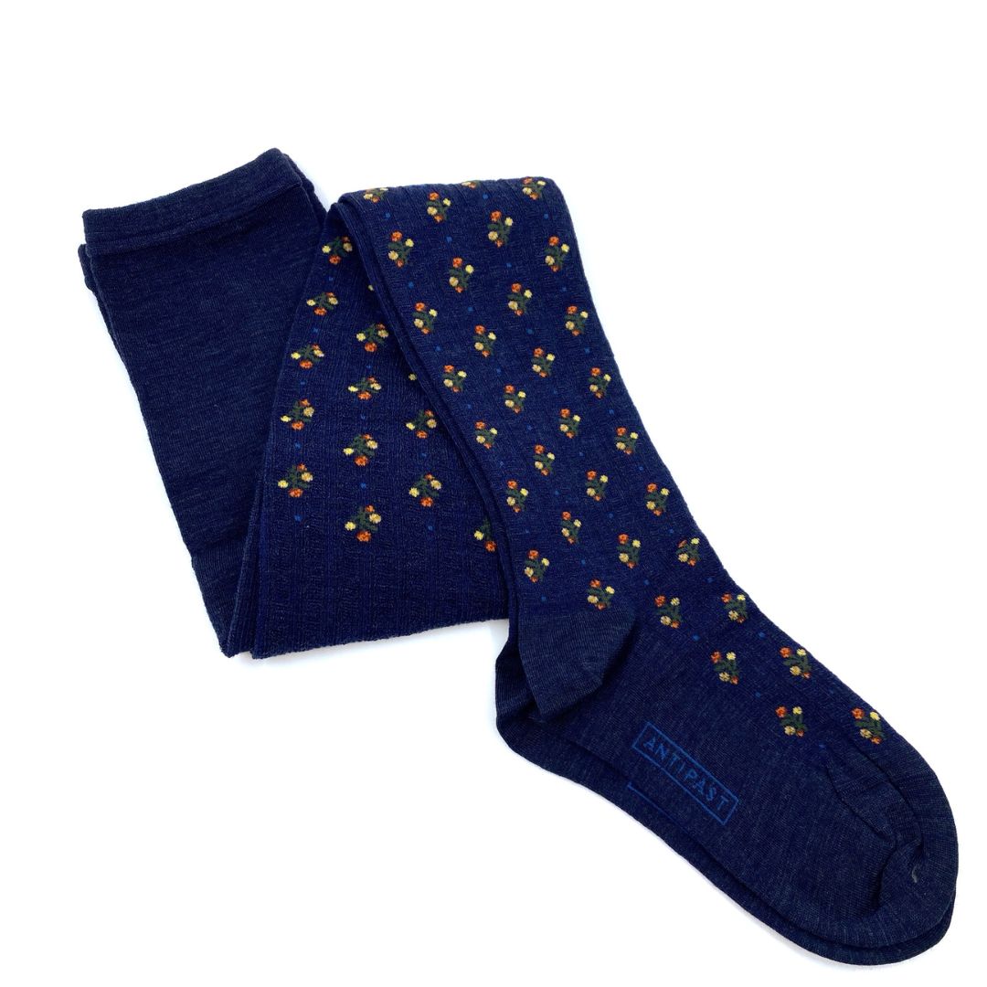 Flower Stripes Tights KT-176 - Navy