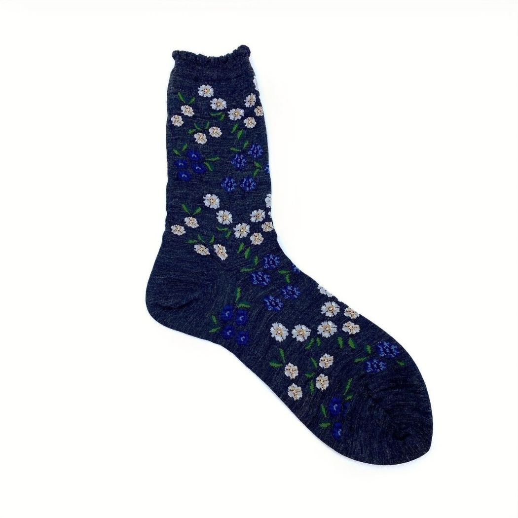 Tiny Flowers Socks - Charcoal - Size 40-43 AM3-825