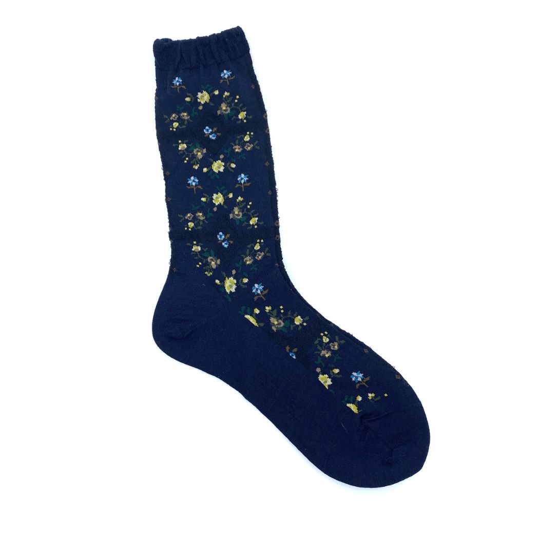 Rose Wall Socks AM-809 - Navy