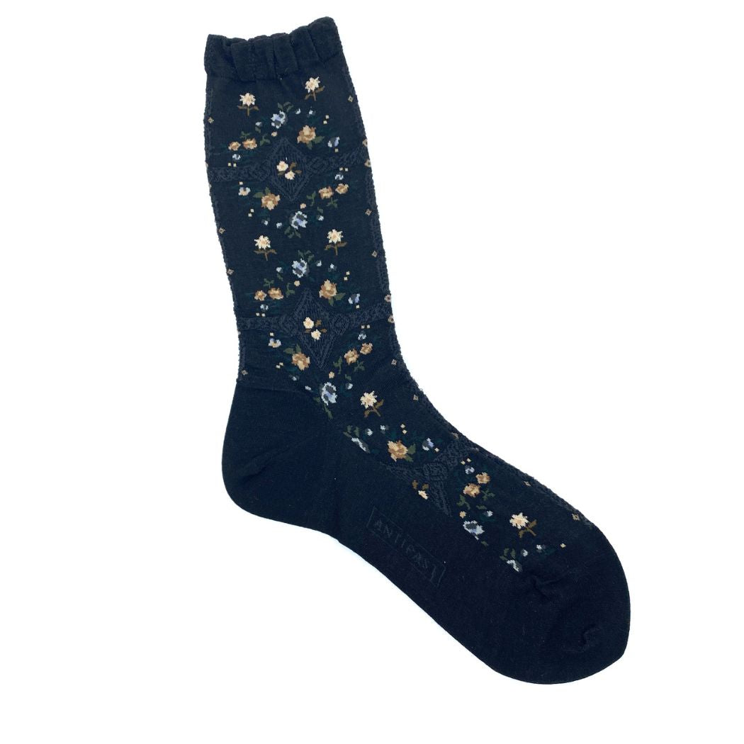 Rose Wall Socks AM-809 - Black