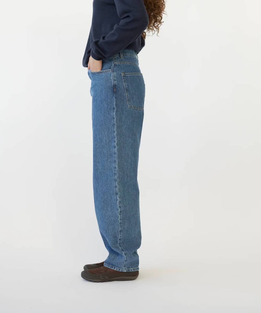 Hemp/Cotton Barrel Jeans - Washed Blue