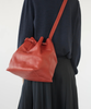Full Grain Leather Bucket Bag - Red
