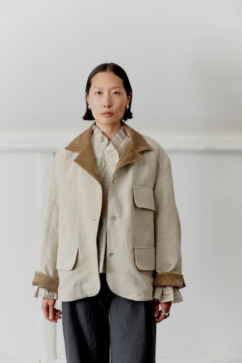 Japanese Drill / 8 Wale Cord Hunter Jacket - Natural/Biscuit