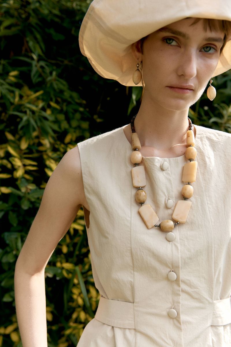 Japanese Typewriter Cotton Vest - Oat