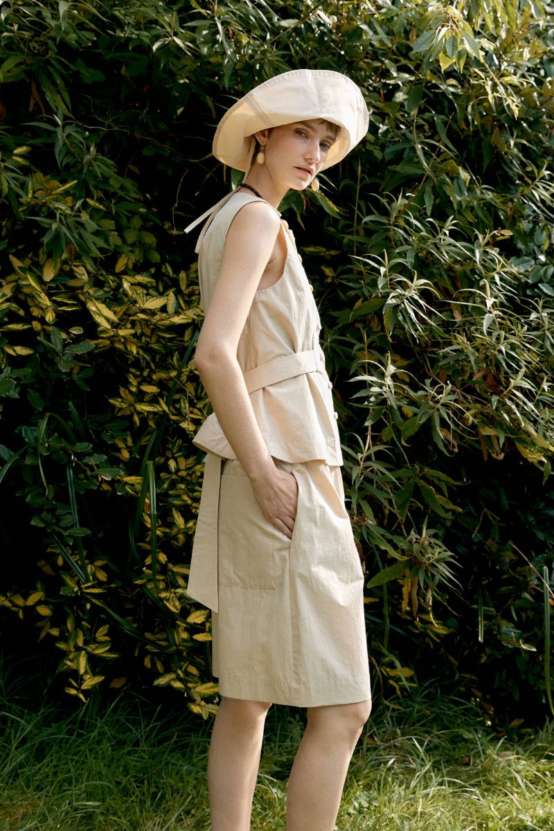 Japanese Typewriter Cotton Vest - Oat