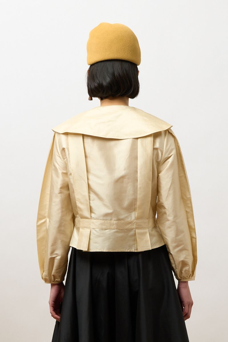 Silk Dupion Box Pleat Blouse - Ivory