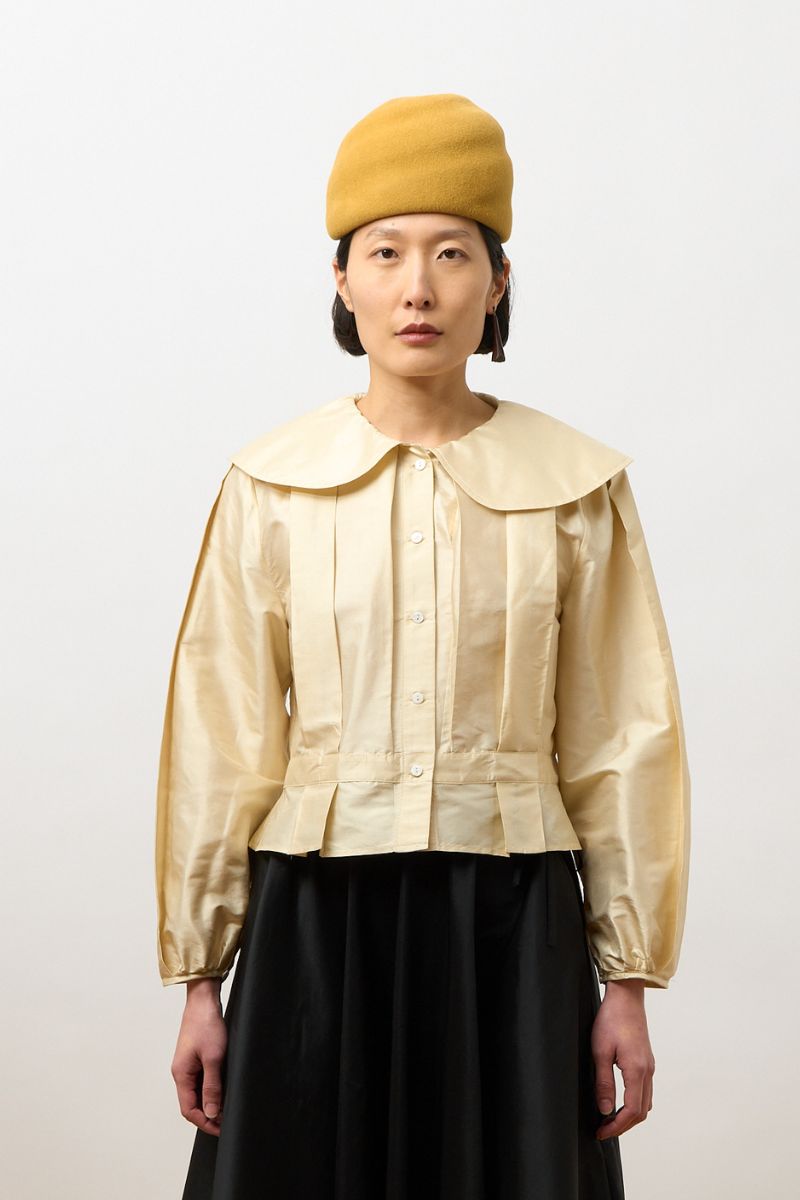 Silk Dupion Box Pleat Blouse - Ivory