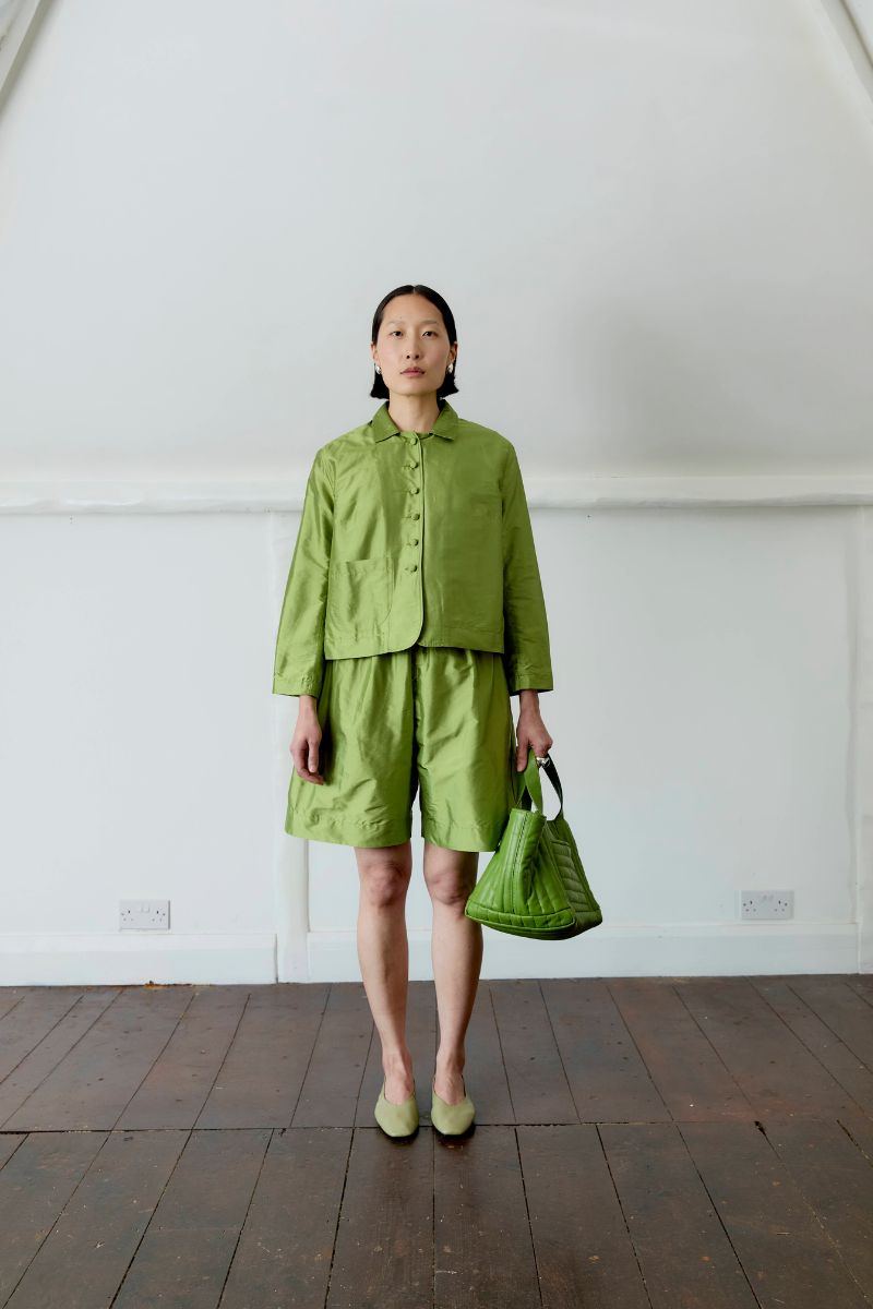 Silk Dupion Lillie Jacket - Apple