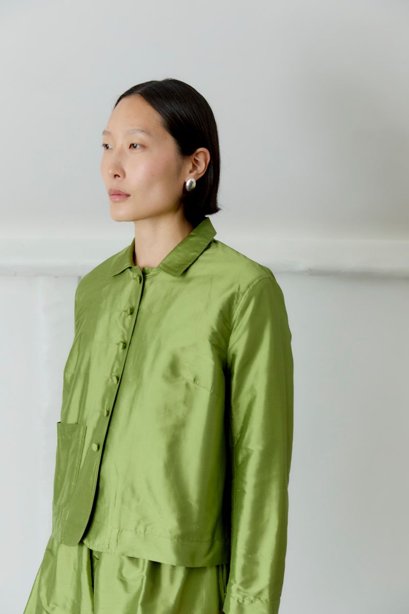 Silk Dupion Lillie Jacket - Apple