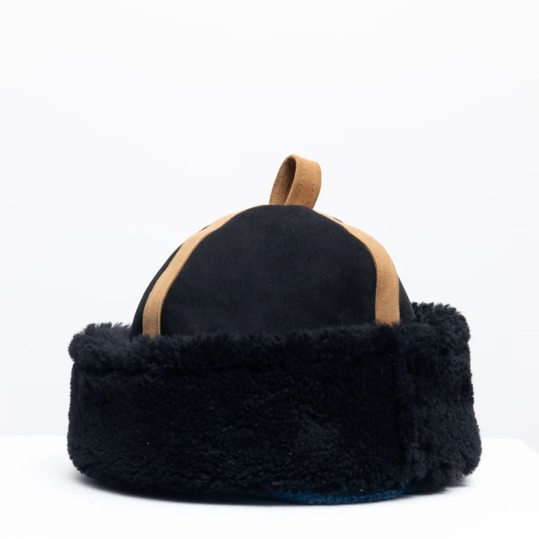 Suede Back Contrast Bound Cap - Black/Tan