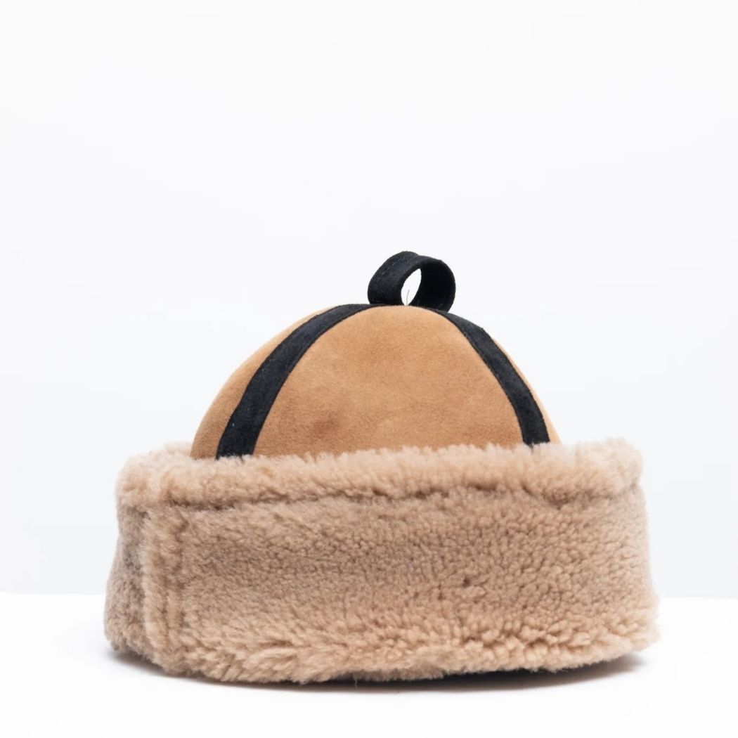 Suede Back Contrast Bound Cap - Tan/Black