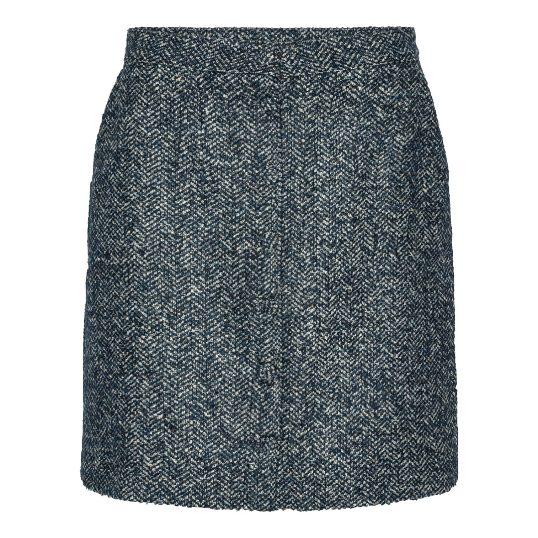 Lily Skirt - Blue/Grey Herringbone bouclé