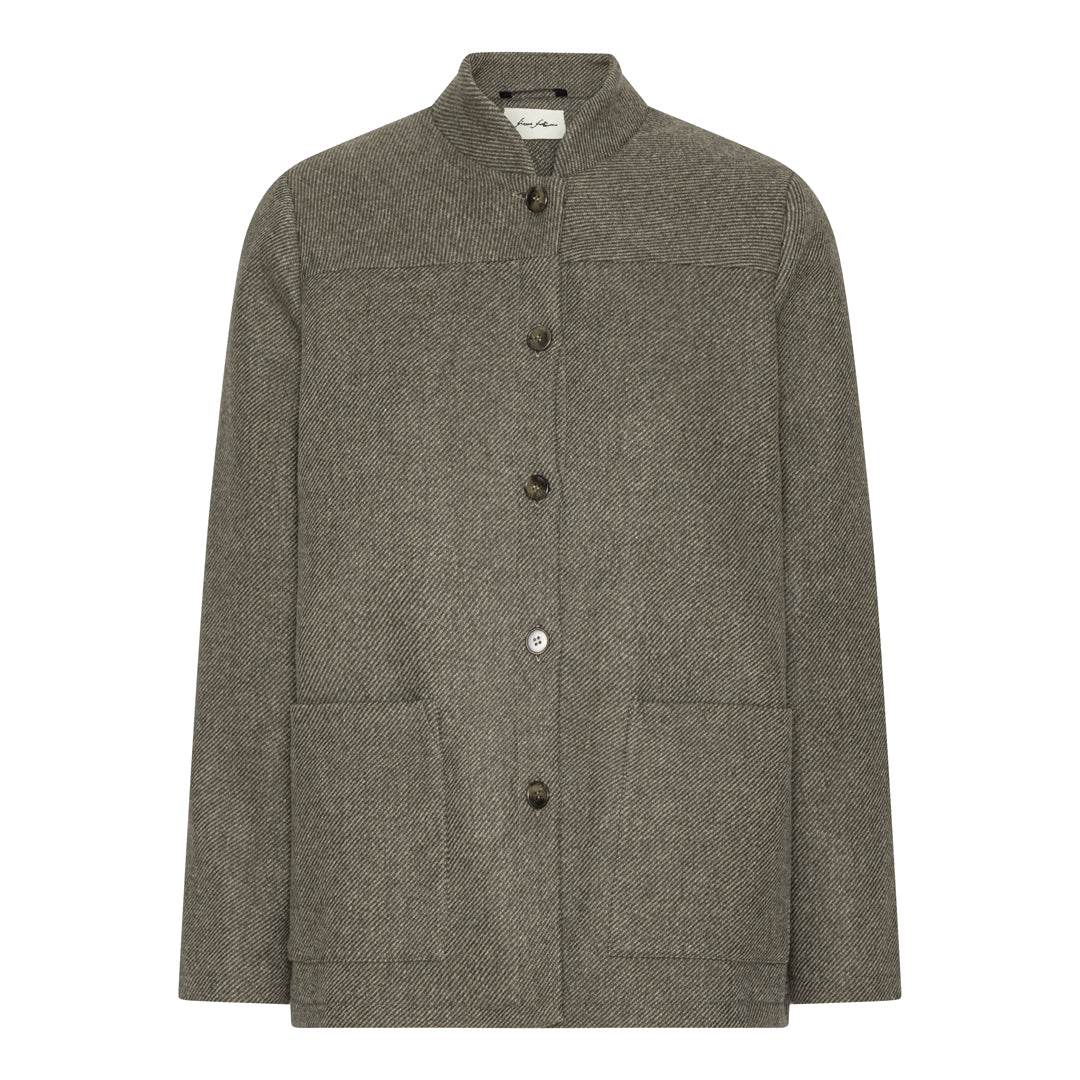 Margaret Jacket - Olive pin stripe heavy wool