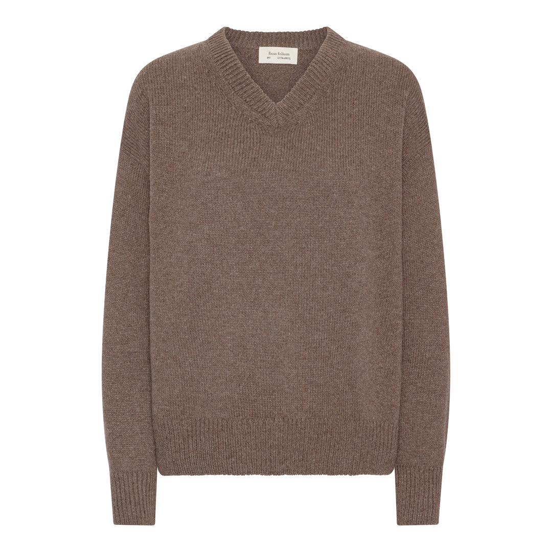 Toulon V-hals Strik - Wood Brown