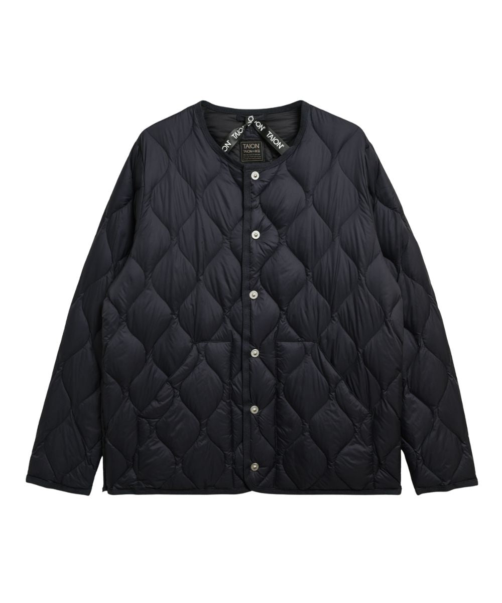 Military Crew Neck Down Jakke - Dark Navy